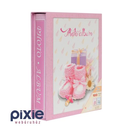 Rózsaszín, kislányos fotóalbum, 100 db-os