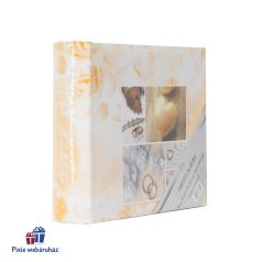   Esküvői fotóalbum 10x15 -ös képeknek, arany szíves 100 db-os
