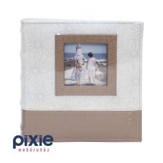 Esküvői fotóalbum, ablakos, barna 200 db-os