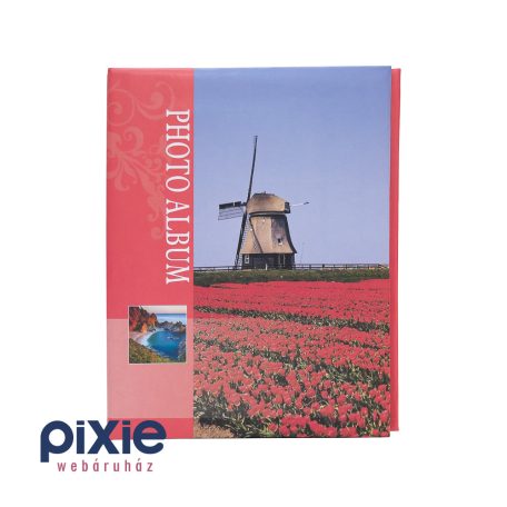 Szélmalom, piros tulipánokkal mintás fotóalbum 100 db-os