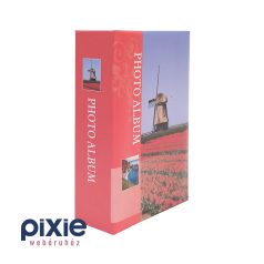 Szélmalom, piros tulipánokkal mintás fotóalbum 100 db-os