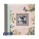 Fehér vadrózsa, lepke mintás ablakos fotóalbum 200 db-os