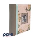 Fehér vadrózsa, lepke mintás ablakos fotóalbum 200 db-os