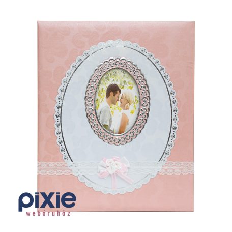 Ablakos esküvői fotóalbum 10x15-ös, vagy 13x18 cm-es képeknek, rózsaszín