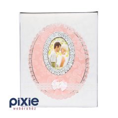   Ablakos esküvői fotóalbum 10x15-ös, vagy 13x18 cm-es képeknek, fehér, és rózsaszín