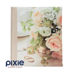   Esküvői fotóalbum, rózsacsokor, és gyűrűk mintával, 50 db-os