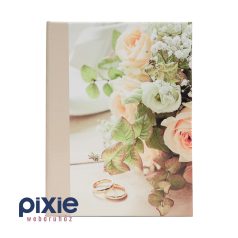   Esküvői fotóalbum, rózsacsokor, és gyűrűk mintával, 48 db-os