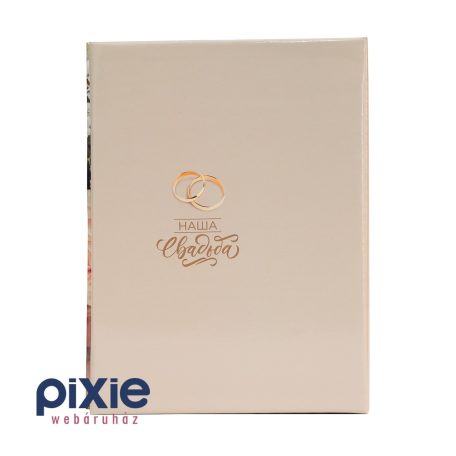 Esküvői fotóalbum, rózsacsokor, és gyűrűk mintával, 48 db-os