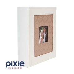 Ablakos, esküvői fotóalbum, fehér-barna, 200 db-os