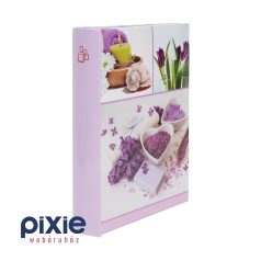 Lila orgona és tulipán mintás fotóalbum, 200 db-os