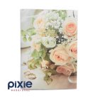 Esküvői fotóalbum, virágcsokor és gyűrűk mintás, 36 db-os