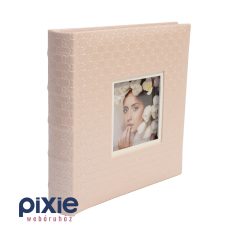   Nyomott mintás esküvői fotóalbum, halvány rózsaszín, 200 db-os