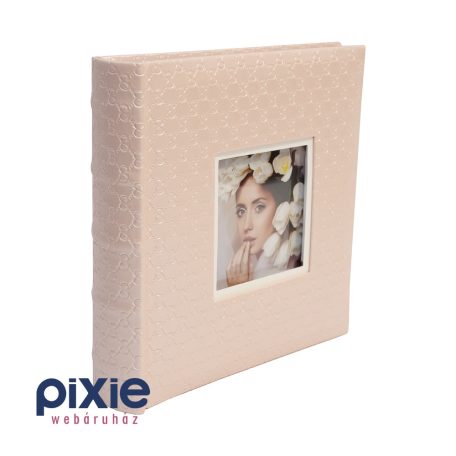 Nyomott mintás esküvői fotóalbum, halvány rózsaszín, 200 db-os