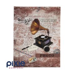 Gramofon mintás retró fotóalbum, 200 db-os