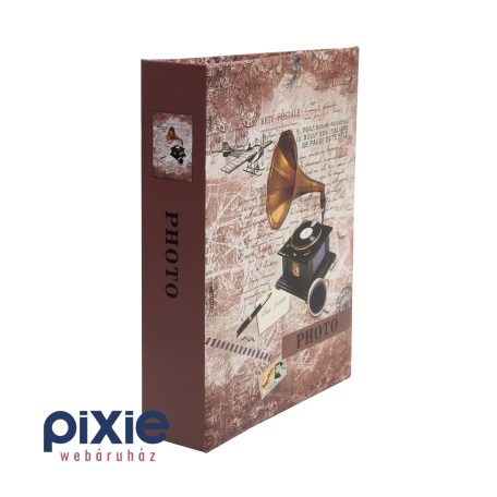 Gramofon mintás retró fotóalbum, 200 db-os