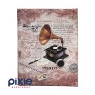 Gramofon mintás retró fotóalbum, 200 db-os