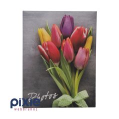 Színes tulipáncsokor mintás fotóalbum, 100 db-os