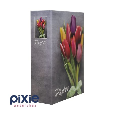 Színes tulipáncsokor mintás fotóalbum, 100 db-os
