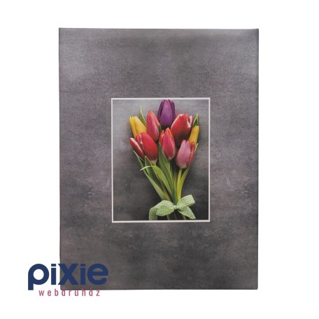 Színes tulipáncsokor mintás fotóalbum, 100 db-os