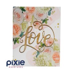 „Love” arany feliratú virágos fotóalbum, 304 db-os