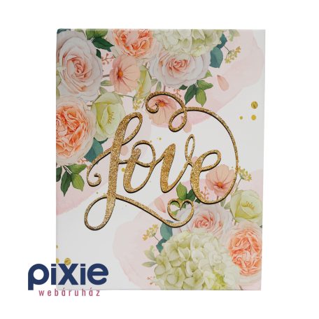 „Love” arany feliratú virágos fotóalbum, 304 db-os
