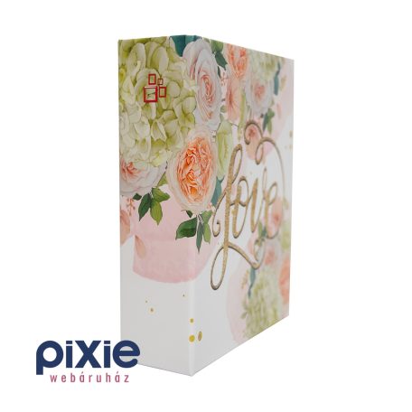 „Love” arany feliratú virágos fotóalbum, 304 db-os