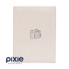 Kamera mintás, drapp színű fotóalbum, 100 db-os