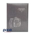 Kamera mintás, szürke színű fotóalbum, 100 db-os