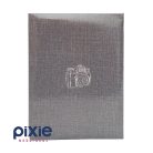 Kamera mintás, szürke színű fotóalbum, 100 db-os