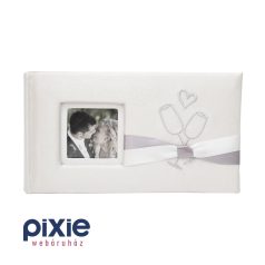 Szürkésfehér esküvői fotóalbum, 100 db-os