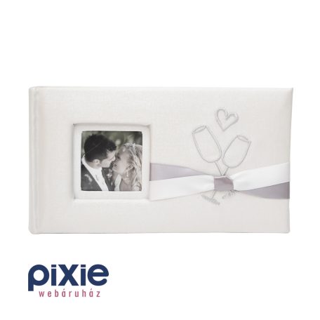 Szürkésfehér esküvői fotóalbum, 100 db-os