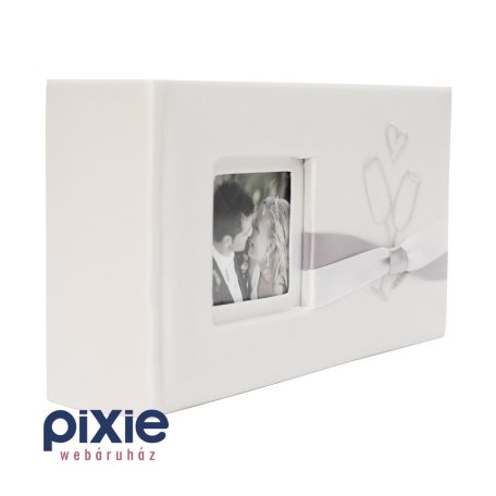 Szürkésfehér esküvői fotóalbum, 100 db-os