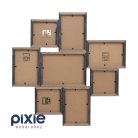 Montázs, 8 részes képkeret, koptatott fekete- és barna fa színben