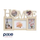HOME feliratú, drapp színű képkeret, fehér koptatással