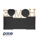 HOME feliratú, drapp színű képkeret, fehér koptatással