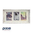 Falra akasztható, 3-as képkeret, koptatott fehér színben