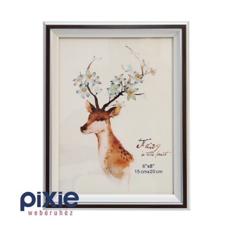 Asztali, fa hatású képkeret letámasztóval, 15x20 cm-es (fehér, barna, ezüst)