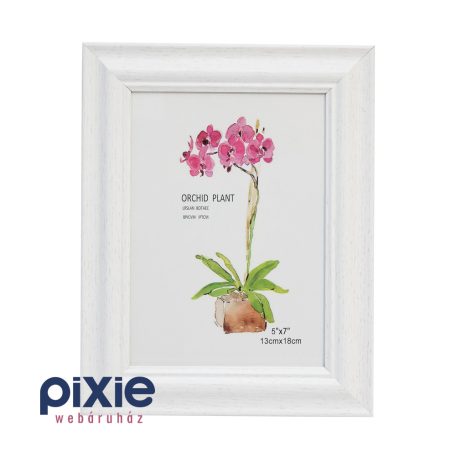 Asztali fa hatású képkeret letámasztóval, 13x18 cm-es (fehér)