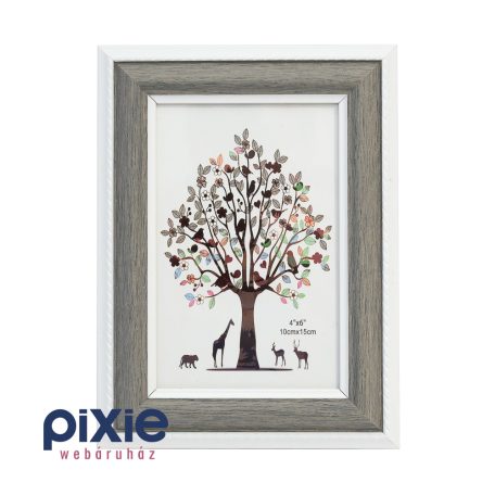 Két színű, asztali képkeret 10x15-ös képnek (sötétszürke-fehér)