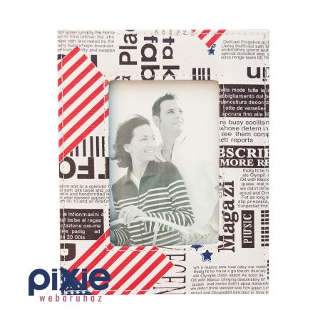 Amerikai mintás műbőr képkeret, 9x13 cm-es képnek