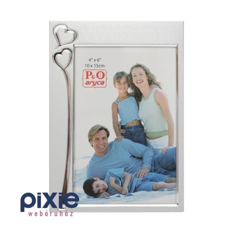 Szívek mintás fém képkeret, 10x15 cm-es képnek