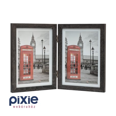 Fa kinyitható képkeret, 15x21 cm-es képeknek (fekete)