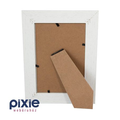 Fehér, fa hatású, asztali, letámasztható képkeret 10x15-ös 