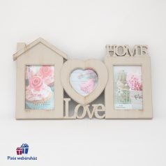 LOVE HOME feliratú képkeret (fa színben)