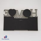 HOME feliratú, drapp színű képkeret, fa mintás koptatással