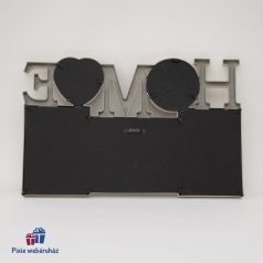   HOME feliratú, drapp színű képkeret, fa mintás koptatással