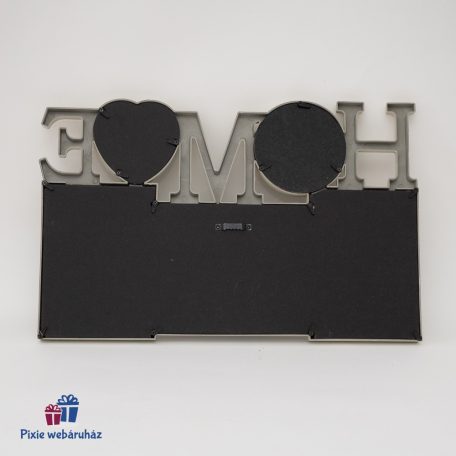 HOME feliratú, drapp színű képkeret, fa mintás koptatással