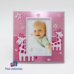   Aryca fém képkeret babáknak (rózsaszín) egyedi méretű 6x8 cm-es képeknek