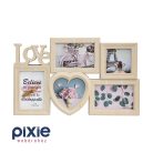 LOVE feliratú, drapp színű képkeret, fehér színű koptatással