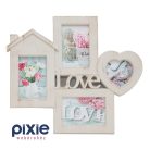 LOVE feliratú többképes képkeret, koptatott fa színben